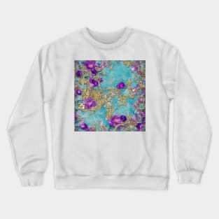 Amethyst, Rose Quartz and Violets Pattern Crewneck Sweatshirt